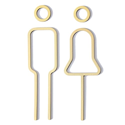 WC-Schild, Messing-Männer- und Damen-Figuren-Schilder-Set, moderne Badezimmer-Türschilder, WC-Beschilderung (Gold 2) von ZHDBD
