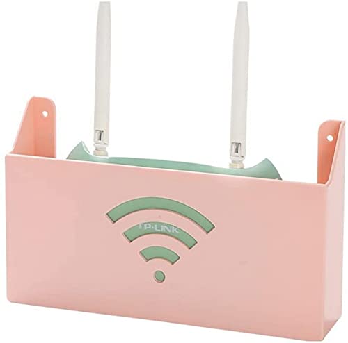 WLAN-Router-Aufbewahrungsregal, kabelloser WLAN-Router, Aufbewahrungsbox, Kunststoff-Set-Top-Box, Wandmontage, kreatives Aufbewahrungsregal (Farbe: Rosa), Aufbewahrungsbox von ZHDBD