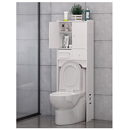 Waschmaschinen-Aufbewahrungsrahmen für über der Toilette, Badezimmer-Regal, das Lagerregal über der Toilette, mit 3 Regal-Toiletten-Aufbewahrungsschränken, Paneelen, verstärken die Tragfähigkeit/B von ZHDBD