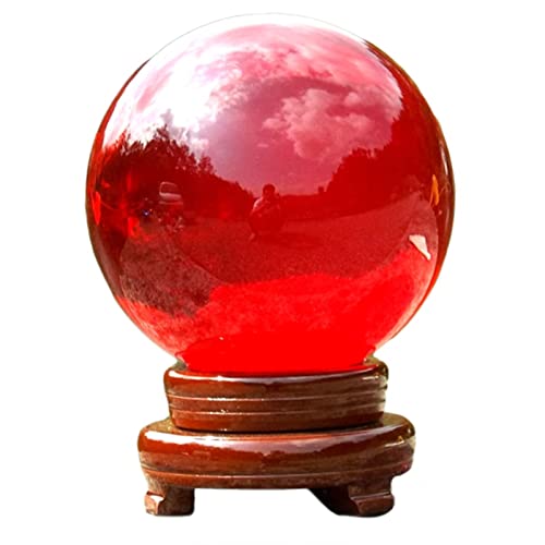 ZHDECOR K9-Kristall Rote Kristallkugel mit Holzständer für dekorative Kugel, Lensball-Fotografie, Wahrsagen oder Feng Shui und Wahrsagen-Ball,4.3"(11cm) von ZHDECOR