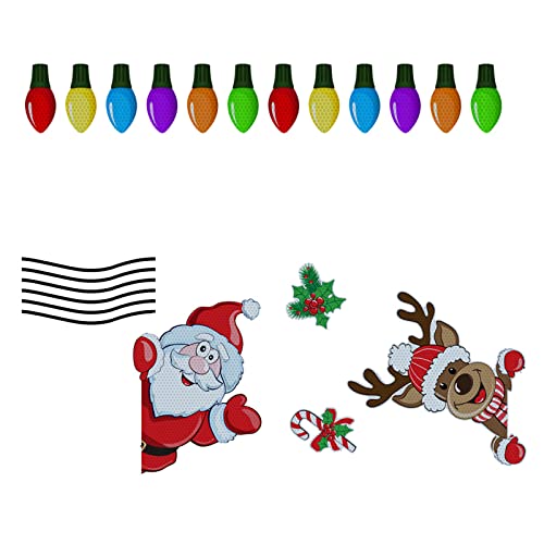 ZHDOKA 20-teiliges reflektierendes Auto-Magnet-Set, bunte Glühbirnen-Lichtmagnete, Weihnachtsmann-Magnete, Aufkleber, Weihnachts-Kühlschrank-Magnete, Ornamente von ZHDOKA