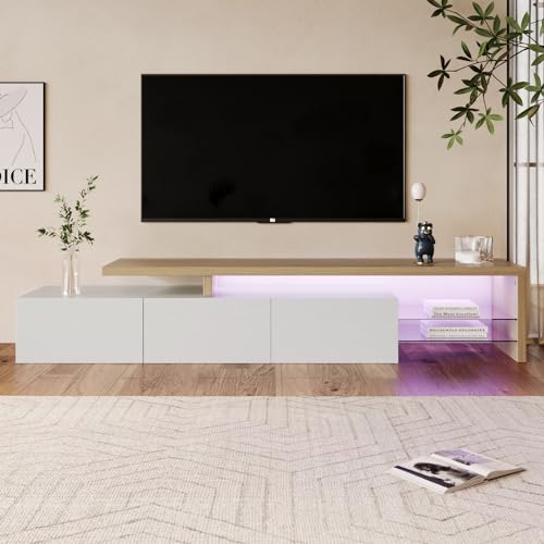 ZHDOKA Moderner TV-Schrank aus Holz, mit dimmbaren LED-Lichtern, 3 Türen und Ablagen aus Glas, elegantes Sideboard für Wohnzimmer, 200 x 39 x 42 cm ZHDOKA Moderner TV-Schrank aus Holz, mit dimmbaren LED-Lichtern, 3 Türen und Ablagen aus Glas, elegantes Sideboard für Wohnzimmer, 200 x 39 x 42 cm von ZHDOKA