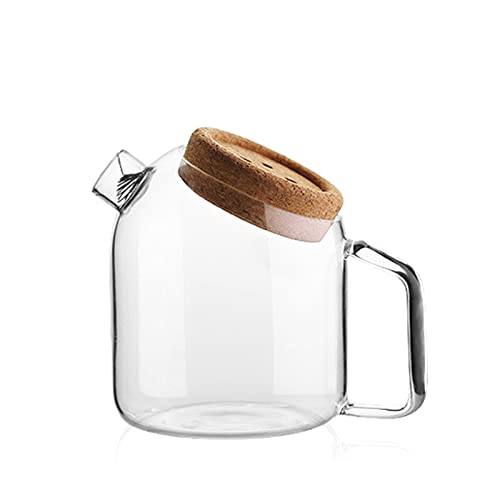ZHDOKA Robuster Glas-Getränkespender für Eiskalte Getränke mit Korkdeckel, Glas-Eiskübel, Kühlschrank, Wasserkrug, Obst-Teekanne, Limonaden-Getränkebehälter für Zuhause, Küche,(800 ml) von ZHDOKA