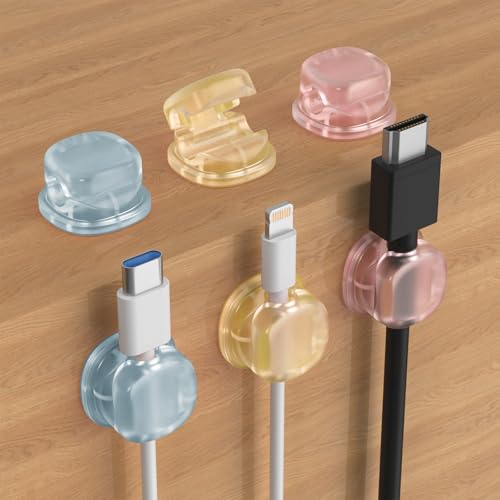 ZHEGE Kabelhalter Kabelclips, Kabel Organizer, Feder Kabelklemmen Selbstklebend, Kabelmanagement für Schreibtisch, Auto, Wand, Kabelorganizer für Ladekabel HDMI (6 Stücke, Mehrfarbig) von ZHEGE