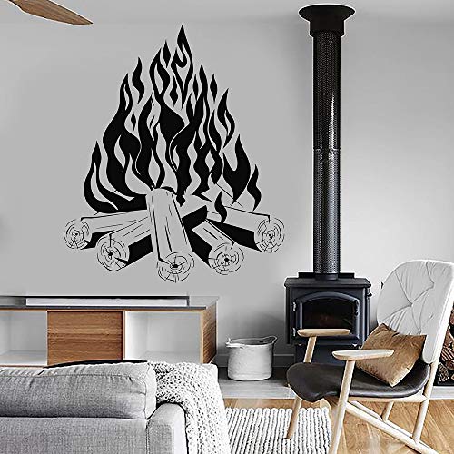 ZHEHUA Lagerfeuer Vinyl Wohnzimmer Interieur Kunst Wandtattoo Blume abnehmbar Lagerfeuer Kamin Tür und Fenster Fototapete, schwarz, 99x84cm von ZHEHUA