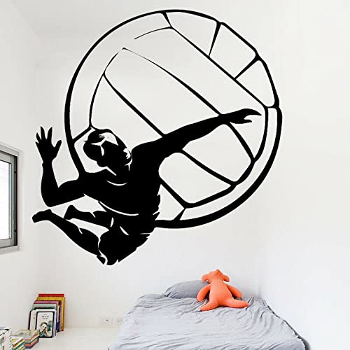 ZHEHUA Volleyball Wandaufkleber Sportler Tapete Jungen Schlafzimmer Dekor abnehmbar Aufkleber, schwarz, 74x74cm von ZHEHUA