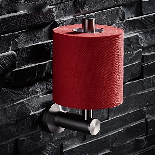 ZHEN GUO an der Wand befestigtes vertikales Toilettenpapierhalter des rostfreien Stahls vibrierendes gebürstetes Nickel, Badezimmer Single Post Tissue TP Rollenhalter mit runder Platte von ZHEN GUO