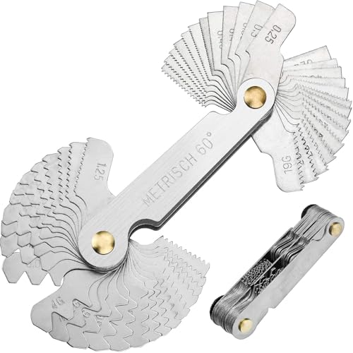 ZHENA 1Pc Gewindelehre Metrisch 60 Grad 0.25-6mm, Gewindelehre Zoll 55 Grad 4-62G, Edelstahl Messlehre Feingewinde(Metrisch 24blatt+ Zoll 28blatt) von ZENUTA