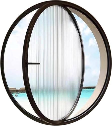 ZHENCHAO 360° drehbares rundes Fenster aus Aluminiumlegierung mit gehärtetem Glas, rundes Schuppenfenster aus gehärtetem Glas, flächenbündig montiertes Fenster aus gehärtetem Glas für Schla von ZHENCHAO