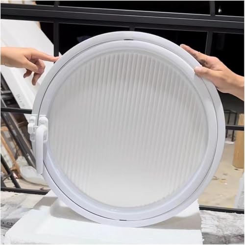 ZHENCHAO Drehbare Schuppenfenster zur Belüftung der Heimdekoration, Bullaugen aus weiß gestreiftem, mattiertem gehärtetem Glas, für Badezimmer, Schlafzimmer, Wohnzimmer (40 cm) von ZHENCHAO