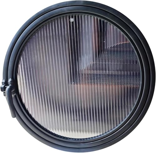 ZHENCHAO Eingelassenes rundes Metallfenster mit gehärtetem Glas, 360° drehbares Mittelachsenfenster mit Griff, geeignet für die Dekoration von Badezimmern, Küchen und Wohnzimmern (schwarz, von ZHENCHAO