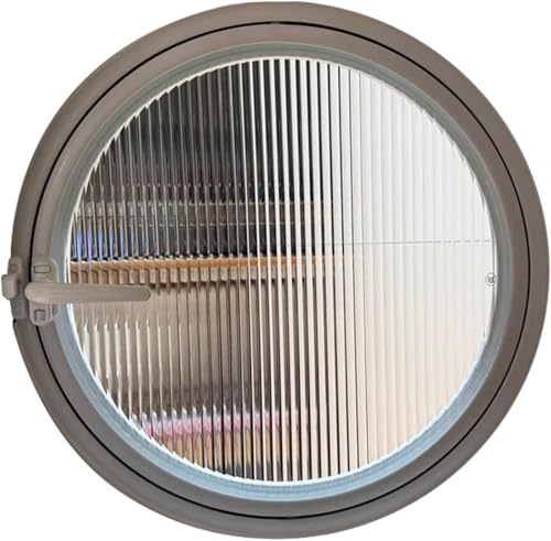 ZHENCHAO Eingelassenes rundes Metallfenster mit gehärtetem Glas, 360° drehbares Mittelachsenfenster mit Griff, geeignet für die Dekoration von Badezimmern, Küchen und Wohnzimmern (weiß, 70 von ZHENCHAO