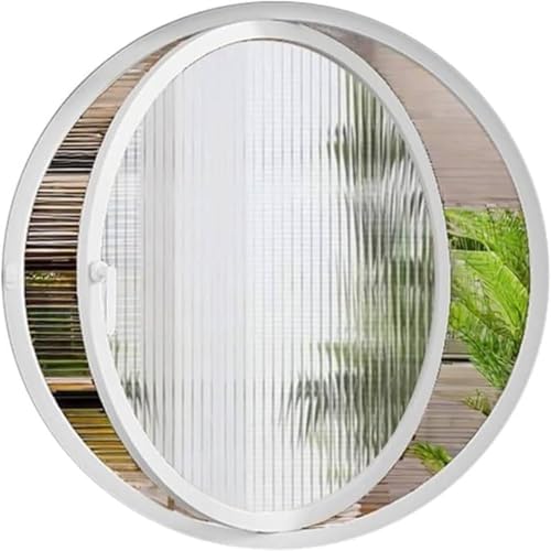 ZHENCHAO Innendekorationsbelüftung, rundes drehbares Bullaugenfenster für Schuppen, Sichtschutzbelüftungsfenster aus Aluminiumlegierung mit Metallgriff, gestreiftes gehärtetes Glas (40 cm) von ZHENCHAO