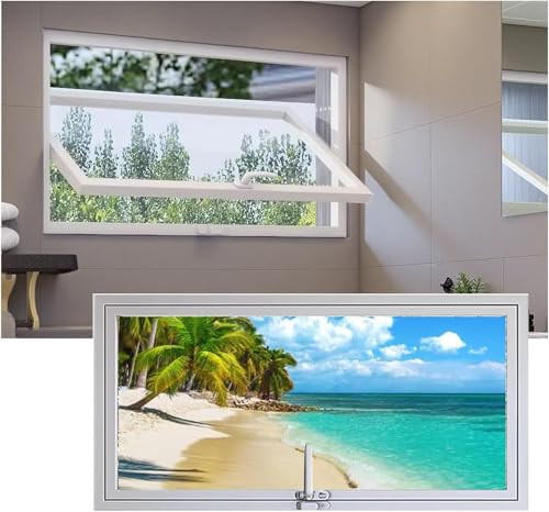 ZHENCHAO Rechteckiges Fenster mit Rahmen aus Aluminiumlegierung und gehärtetem Glas, 360° drehbares Bullaugenfenster, Schiebefenster L 60 70 80 90 100 cm (Weiß, 80 x 30 cm // 31,5 x 11,81 Z ZHENCHAO Rechteckiges Fenster mit Rahmen aus Aluminiumlegierung und gehärtetem Glas, 360° drehbares Bullaugenfenster, Schiebefenster L 60 70 80 90 100 cm (Weiß, 80 x 30 cm // 31,5 x 11,81 Z von ZHENCHAO