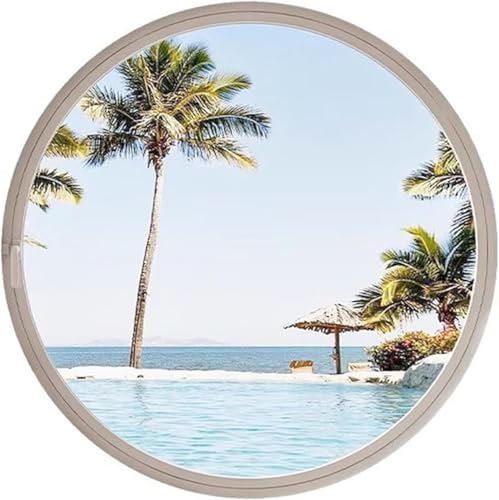 ZHENCHAO Runde, drehbare Fenster aus gehärtetem Glas – um 360° drehbare Lüftungsfenster, Ersatz-Bullauge für die Heimdekoration (weißes transparentes Glas, 80 cm) von ZHENCHAO