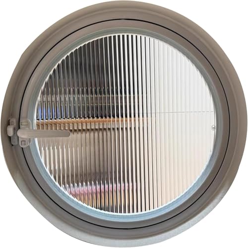 ZHENCHAO Runder Bullaugen-Schuppen mit Mittelachse, drehbar, gestreiftes Sichtschutz-Lüftungsfenster aus gehärtetem Glas, für Badezimmer, Schlafzimmer, Wohnzimmer (40 cm) von ZHENCHAO