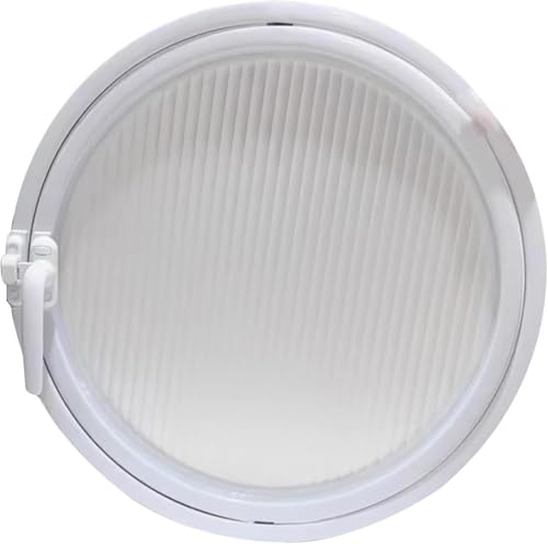 ZHENCHAO Rundes Dreh-Schuppenfenster, gestreiftes gehärtetes Glas, Sichtschutz, Belüftung, dekorative Bullaugen, Metallgriff (70 cm) von ZHENCHAO