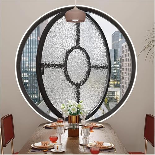 ZHENCHAO Rundes Fenster aus Aluminiumlegierung, 40–100 cm großes Drehfenster mit Griffen und Dichtungsstreifen, Ersatzfenster für Schuppen mit 5 mm dickem gehärtetem Glas (schwarz, 90 cm) von ZHENCHAO