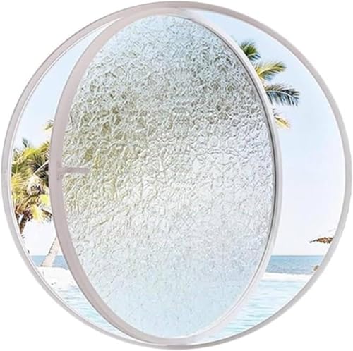 ZHENCHAO Um die Mittelachse drehbares rundes Bullaugenfenster, große flächenbündige Schuppenfenster, für Privatsphäre und Lichtkontrolle (Wasserwellenglas, 60 cm/23,6 Zoll) von ZHENCHAO