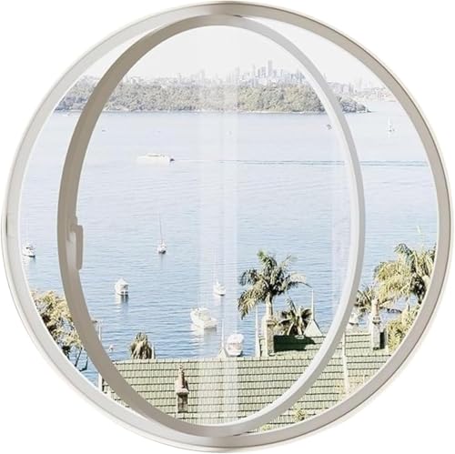 ZHENCHAO Um die Mittelachse drehbares rundes Bullaugenfenster, große flächenbündige Schuppenfenster, für Privatsphäre und Lichtkontrolle (transparentes Glas, 80 cm/31,5 Zoll) von ZHENCHAO