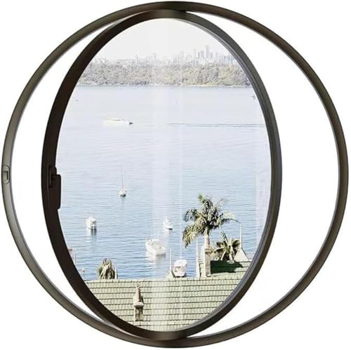 ZHENCHAO Windows 360° drehbares rundes Schuppenfenster für die Dekoration von Heimgeschäften, Aluminiumrahmen aus gehärtetem Glas für Mobilheimfenster für Dachbodenkeller, 60 70 80 100 cm D von ZHENCHAO