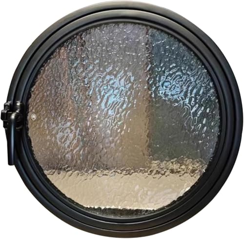 ZHENCHAO Windows Drehbares Rundfenster mit Mittelachse, Mondfenster aus gehärtetem Glas mit abschließbarem Griff, Bullaugenfenster zur Belüftung für Haushaltswarengeschäfte (Schwarz, 50 cm) von ZHENCHAO
