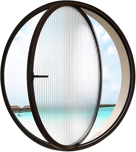 ZHENCHAO Windows Rundes Fenster mit Rahmen aus Aluminiumlegierung und Changhong-Glas, drehbares, flächenbündiges Schuppenfenster mit Mittelachse, Durchmesser 40–100 cm, Ersatz-Lüftungsfenst von ZHENCHAO
