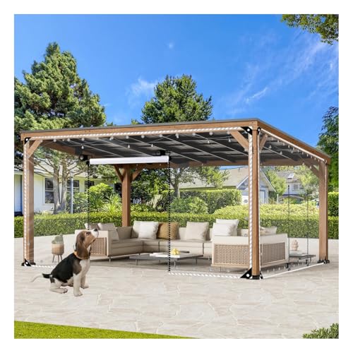 PVC transparente Plane mit Reißverschluss,0.5mm Wasserdichter Planen Trennvorhang,wasserdichte Durchsichtige Plane 680g/m²,Reißfest,für Garage Terrassen Gartenlauben(H1.4xW6M/H4.59xW19.68ft) von ZHENGQIAN