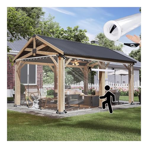 PVC transparente Plane mit Reißverschluss,wasserdichte Durchsichtige Plane 680g/m², PVC-Kunststoffplane,wetterfeste transparente Plane,für Garage Terrassen Gartenlauben(H1.8xW5M/H5.9xW16.4ft) von ZHENGQIAN