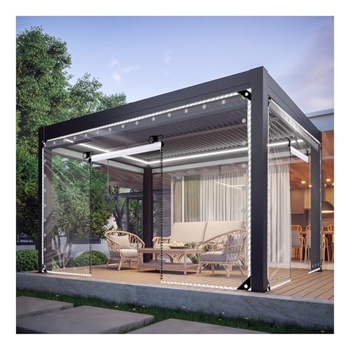 ZHENGQIAN Klar PVC Plane mit Reißverschluss,PVC Transparente Seitenteil,Wetterfeste Faltbar Planen,UV-beständig,Verdickte Regenfeste Durchsichtige,680g/m²(H2.4xW3.5M/H7.87xW11.48ft) von ZHENGQIAN