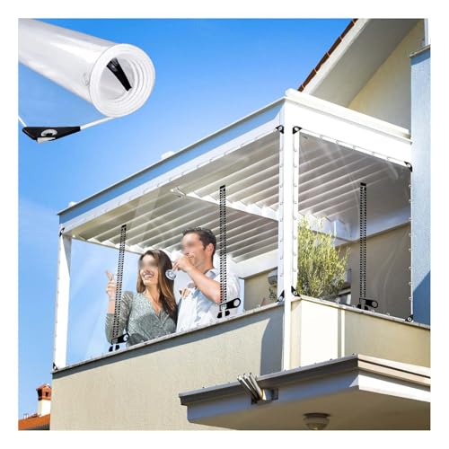 ZHENGQIAN PVC transparente Plane mit Reißverschluss,Abdeckplane Wasserdicht, Reißfest Transparent Plane,0.5mm Wasserdichter Planen Trennvorhang,PVC 680g/m² Regenplane(H1.4xW2M/H4.59xW6.56ft) von ZHENGQIAN