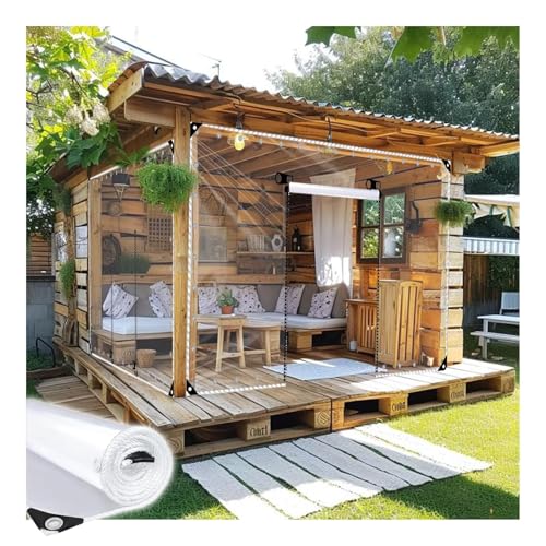 ZHENGQIAN Transparente Plane Mit Reißverschluss,Plane/PVC-Plane 680g /m²,Abdeckplane Verstärkt wasserdichte Schwerlast,für Draussen,Gartenmöbel,Pavillon,Balkon Freien(H2.1xW4M/H6.89xW13.12ft) von ZHENGQIAN