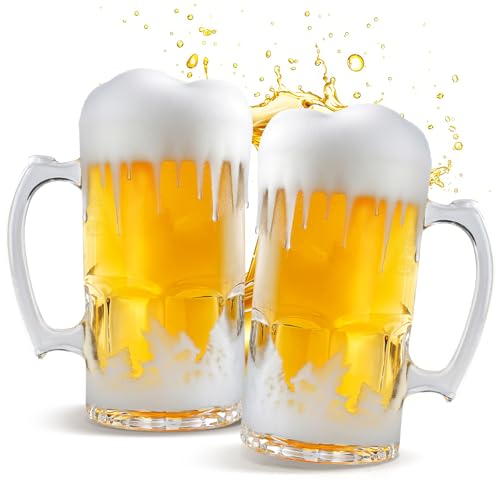 ZHENGYAOYANG Großer Bierkrug aus Glas, mit Henkel, 2 Stück von ZHENGYAOYANG