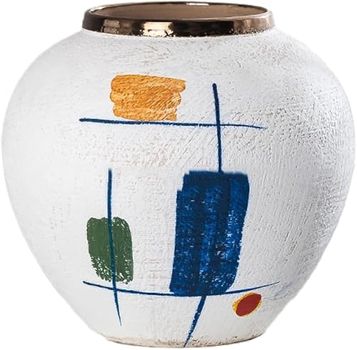 ZHENGYUSW Handbemalte Keramikvase, Ornamente, Wohnzimmer, Blumenarrangement, getrocknet, B 22 x H 21 cm von ZHENGYUSW
