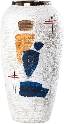 ZHENGYUSW Handbemalte Keramikvase, Ornamente, abstraktes weißes Wohnzimmer-Blumenarrangement (B 17 x H 35 cm) von ZHENGYUSW