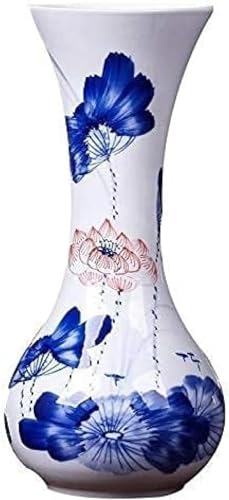 ZHENGYUSW Keramikvase Blau und Weiß Porzellan Handbemalt Modern und Klein Blumenarrangement Home Decoration-A: Hoch 28cm von ZHENGYUSW