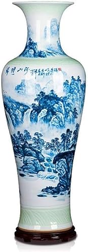 ZHENGYUSW Vase und Tisch Blau und Weiß Porzellan Keramik Handbemalt Landschaft Wohnzimmer Bodendekoration Neues Haus Schlafzimmer von ZHENGYUSW