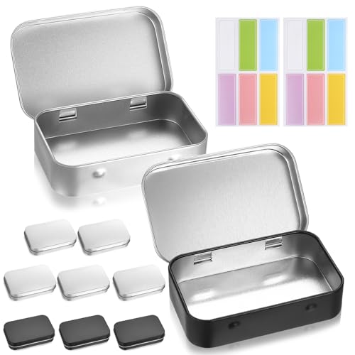 9 Stk Metalldosen mit Deckel, Blechdose mit Deckel, Kleine Metallbox Behälter, Rechteckige Aufbewahrungsbox Metall Boxen, Kleine Box mit Deckel für Bonbons Kleinen Gegenständen(9,5 x 6 x 2,1 cm) von ZHENGYYUU