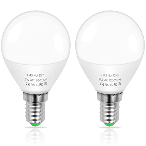 ZHENMING E14 LED Birnen Warmweiß 3000K 6W Ersetzt G45 Golfballform 40W 50W 60W Leuchtmittel, 120V-265V Stroboskopfreie Lampen Nicht Dimmbar, 2er Pack [MEHRWEG] von ZHENMING