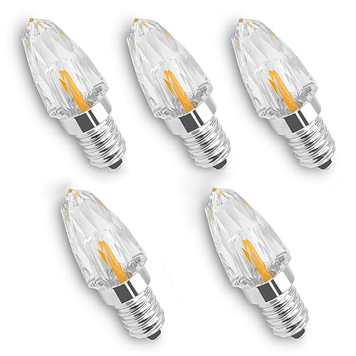 ZHENMING E14 LED Warmweiss 2W Kerze LED Klassische Dekorative Lampe Im Kristallstil aus Glas, Ersetzt 20W Warmweiß 3000K Nicht Dimmbar Birne E14, 5er Pack von ZHENMING