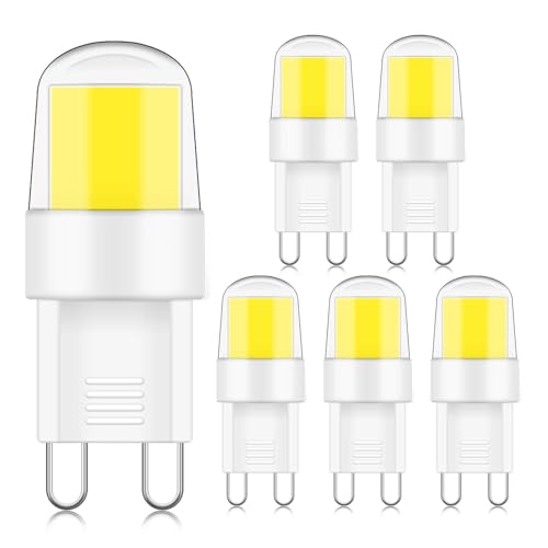 G9 LED Lampe COB LED Leuchtmittel 2W Ersatz 10W 15W 20W 25W 28W Halogenlampe 280 Lumen Kaltweiss 6000K 220V G9 Bi-Pin Kurz Schlafzimmer Leuchter Restaurants Wandleuchte Nicht Dimmbar(5 Stück) von ZHENMING