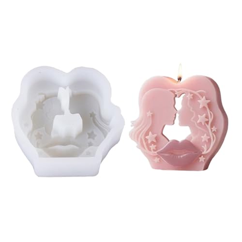 Lippen Kerzenformen Handgefertigte Gusspaar Kuss Porträt Silikonform Epoxidharzformen Plastern Formen Duft Kerzenpflaster Lippen Silikonform Paar Kuss von ZHENNB