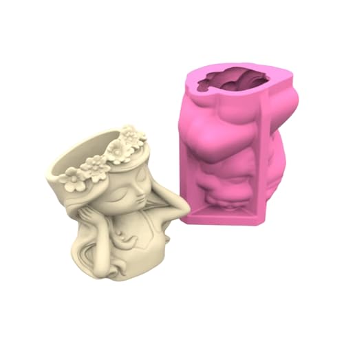 Wiederverwendbares Silikon Pflanzerform Schimmelmilde Dekorative Mädchen Keramik Vorlage Für Harzzement Gips Crafting Und Gartenhobbys Hobbys Mädchenform Blumentopf Silikonform von ZHENNB