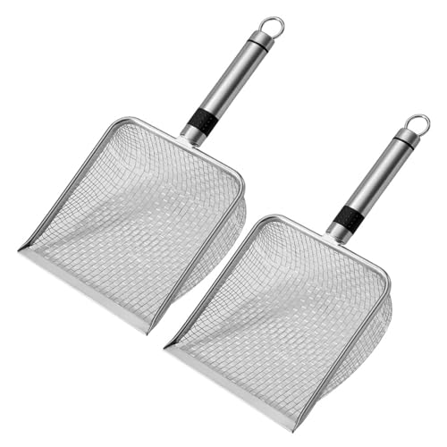 ZHENNB 2pcs Haustierabfälle Schaufel Long Edelstahl Metallstreu Filter Müll Sandschugel PETREINIGKEIT Garten GARTENGESTE von ZHENNB