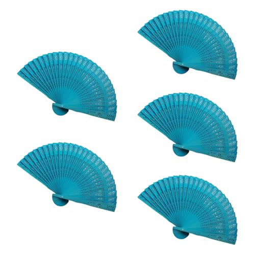 ZHENNB Set Von 5 Handgefertigten Holzlüfter Handheld Hochzeitsfans Geschenk Klappern Und Duftend Für Gäste Geschenk Freien Kühlwerkzeug von ZHENNB