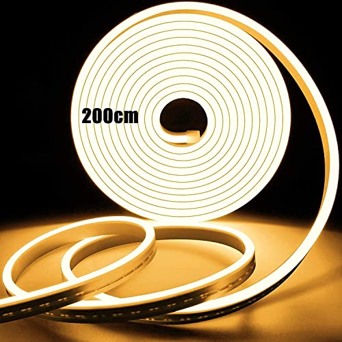 ZHENNBY LED Strip Neon Dimmbar Licht 2m Neonlicht Aussenbereich Wasserdicht IP65 LED mit Schalter Halter Controller DIY Deko für Innen Aussenbereich Heim Küche Schild - Warmweiss von ZHENNBY
