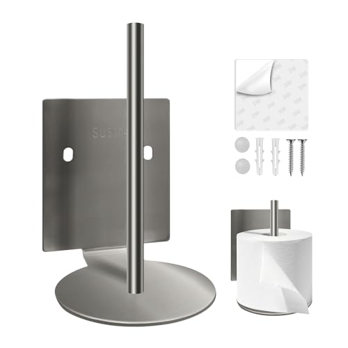 Toilettenpapierhalter ohne Bohren, Klopapierhalter, 3M Selbstklebend aus Edelstahl - Toilettenpapier Aufbewahrung - Rollenhalter - WC Papier Halterung von ZHENXITC