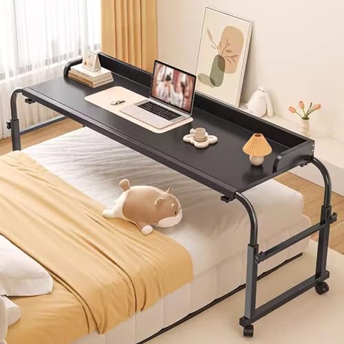 MobilitäTstisch üBer Dem Bett, HöHen- Und Breitenverstellbar Rollender Laptop-Schreibtisch Essenstablett Schreibtisch Rollender Medizinischer Tisch Fauler Schreibtisch Mit Rollen(Color:Schwarz) von ZHFASDS