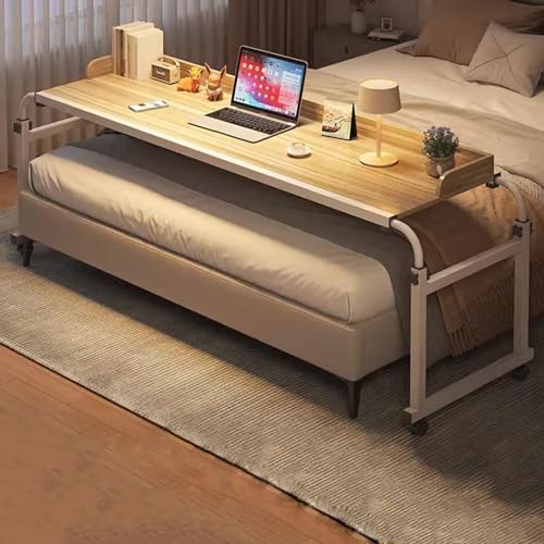 ZHFASDS MobilitäTstisch üBer Dem Bett，HöHen Und Breitenverstellbar Rollender Laptop-Schreibtisch Rollender Medizinischer Tisch üBer Bett Computertisch Mit Rollen üBerbett-Schreibtisch(Color:Holz) von ZHFASDS