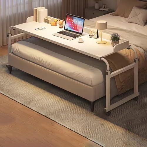 ZHFASDS Über-Betttisch Auf Rollen，Rollender Medizinischer Tisch HöHen Und Breitenverstellbar Rollender Laptop-Schreibtisch Fauler Schreibtisch Mit Rollen MobilitäTstisch Über Dem Bett(Color:weiß) von ZHFASDS